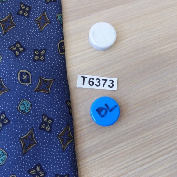 VINTAGE Jean Patou Neck Tie Men Blue Silk Parisian Gemstone Necktie Retro FRANCE - Picture 7 of 7